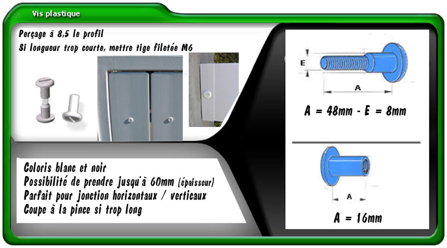Vis ou Ecrou M6x50 (blanc ou noir)